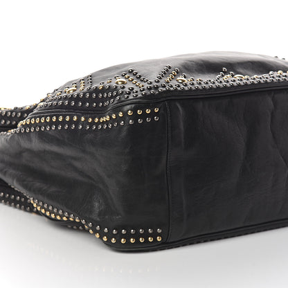 Saint Laurent Calfskin Studded Roady Hobo Black 7 of 8