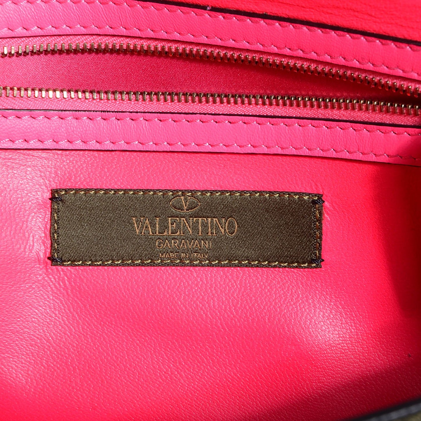 Nappa Canvas Camouflage Medium Glam Lock Rockstud Flap Fuxia Fluo