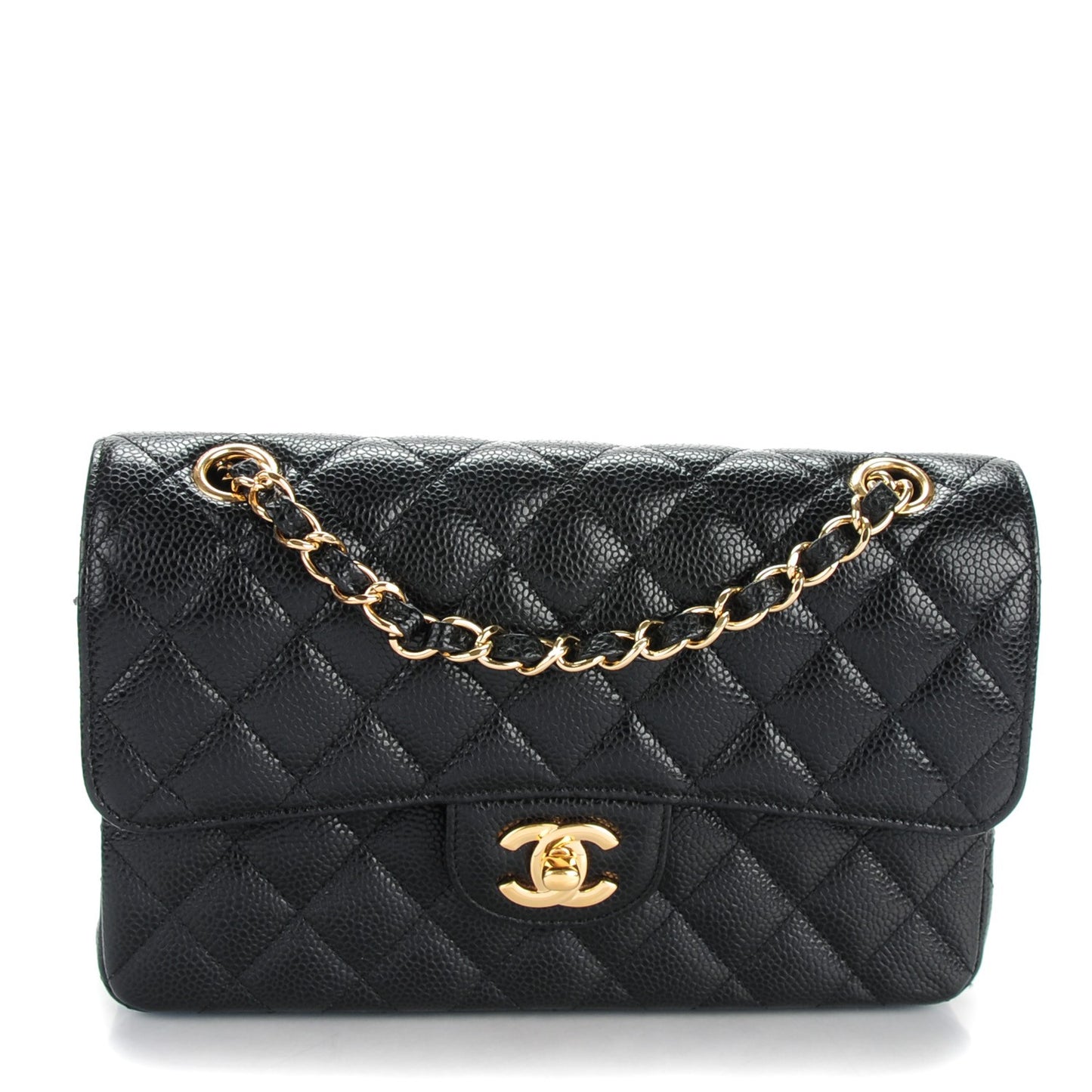 Caviar Quilted Small Double Flap Black