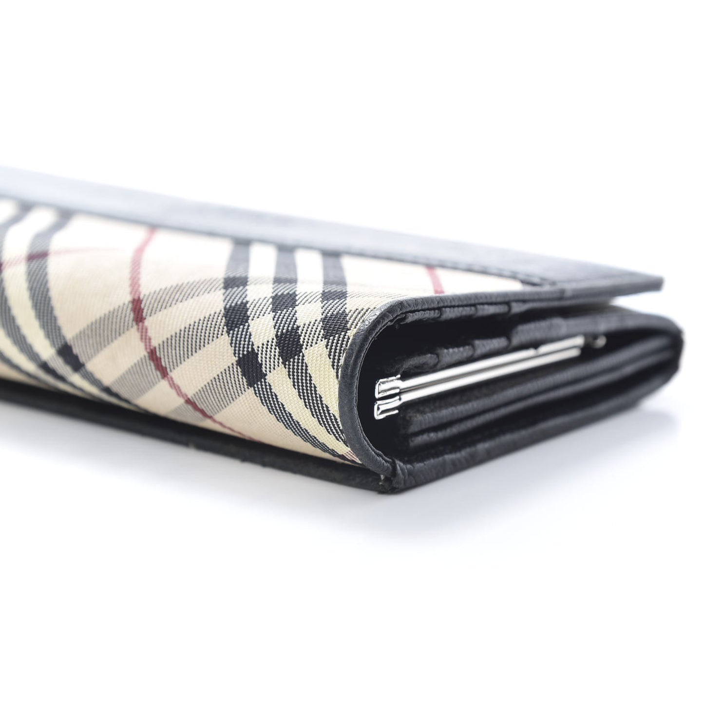 Calfskin House Check Continental Flap Wallet Black