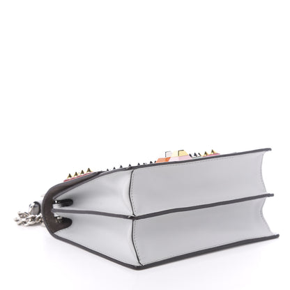 Fendi Vitello Liberty Fun Fair Metal Studded Small Kan I Shoulder Bag Grigio Perla Multicolor 4 of 10