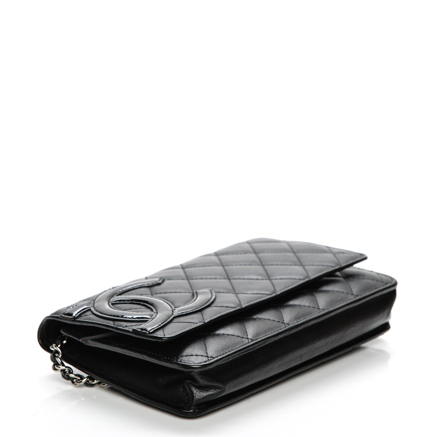 Calfskin Quilted Cambon Wallet On Chain WOC Black