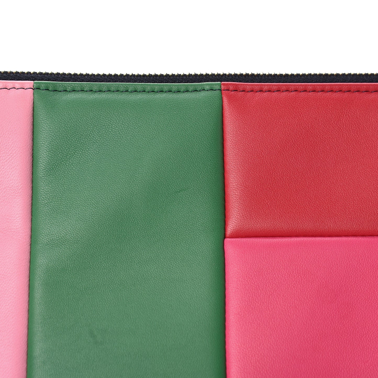 Lambskin Colorblock Cosmetic Case Multicolor