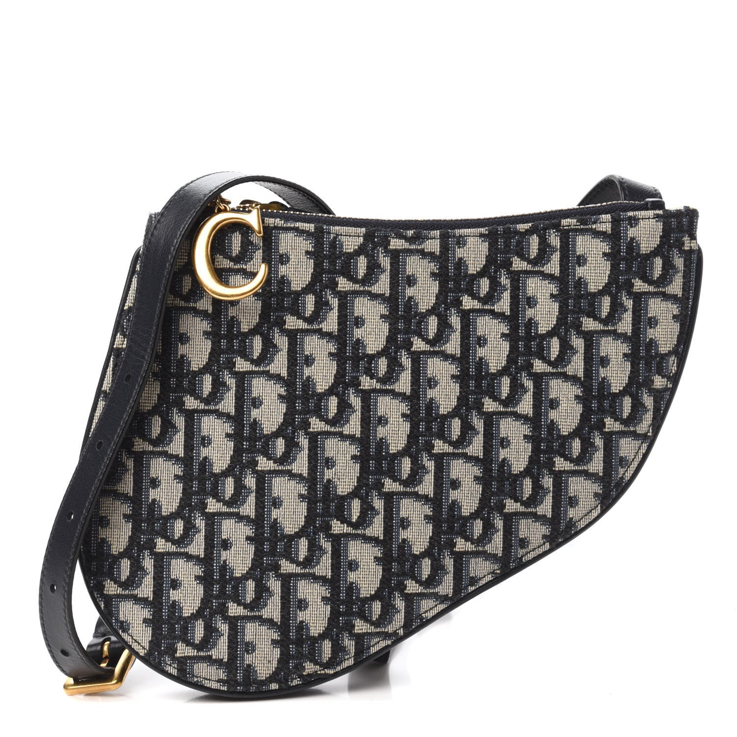 Christian Dior Oblique Saddle Pouch With Strap Navy Blue 1 of 10