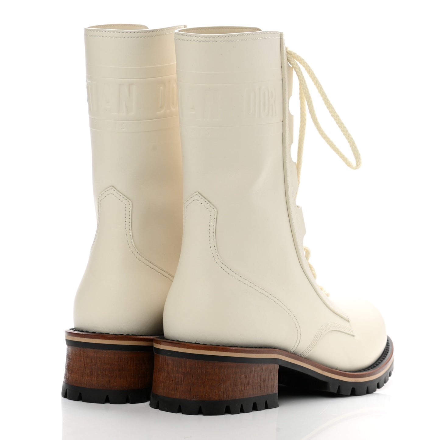 Calfskin Dior Quest 35mm Hiking Boots 39.5 Off White