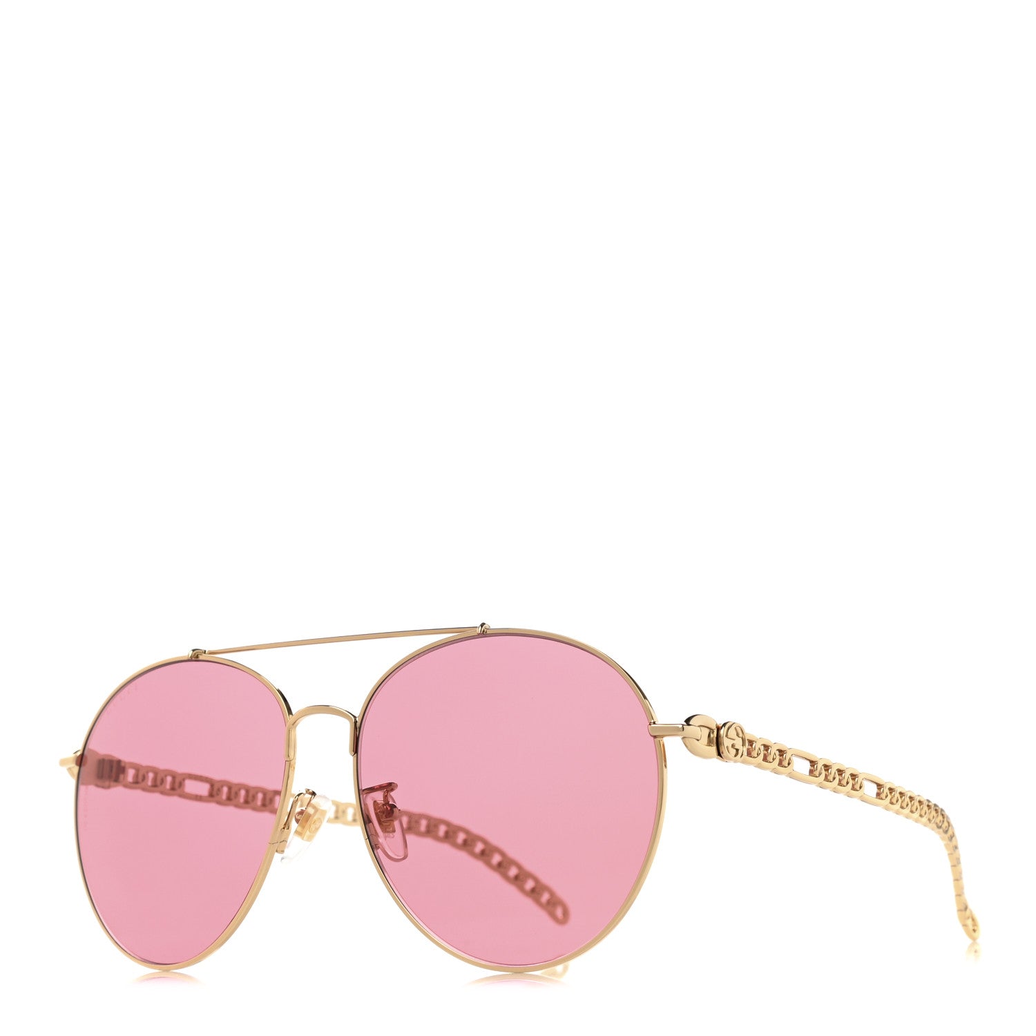 Gucci Aviator Charm Chain GG0725S Sunglasses Gold Pink 1 of 8