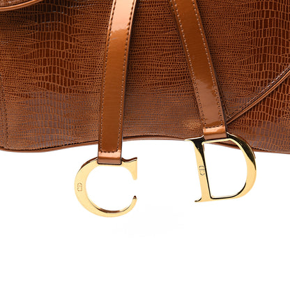 Christian Dior Lizard Double Saddle Bag Brown 9 of 9