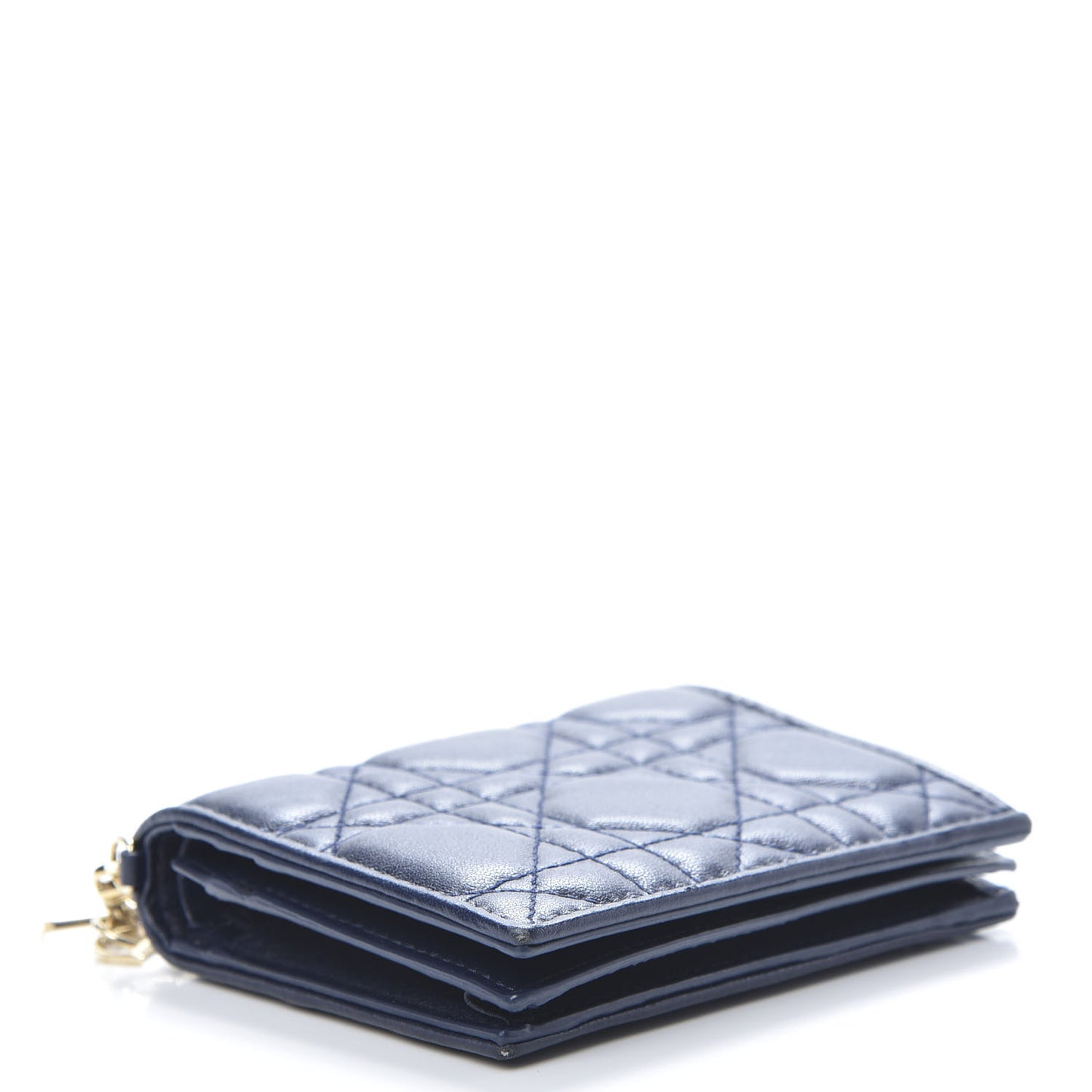Lambskin Cannage Mini Lady Dior Wallet Navy