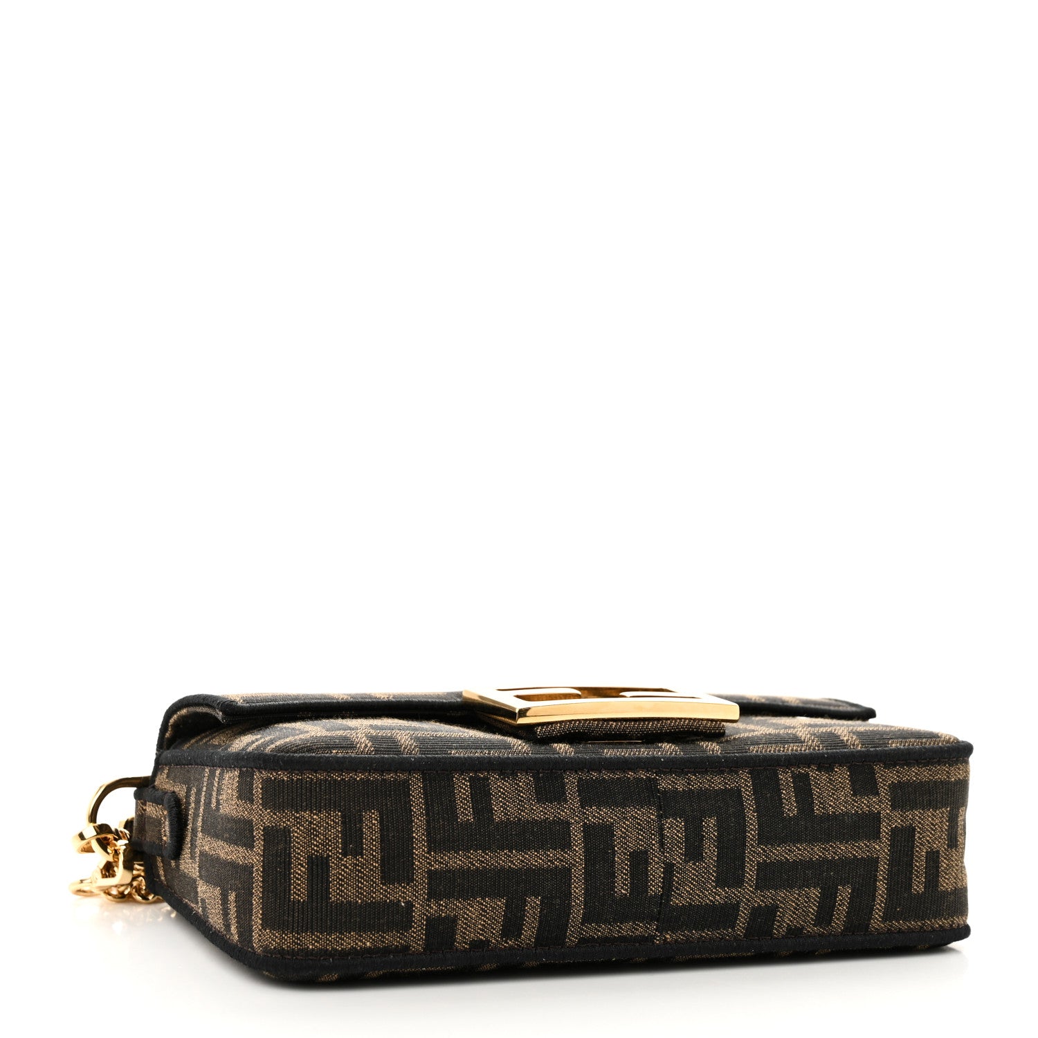 Fendi Fabric Jacquard FF 1974 Mini Baguette Tobacco Moro Black 4 of 10
