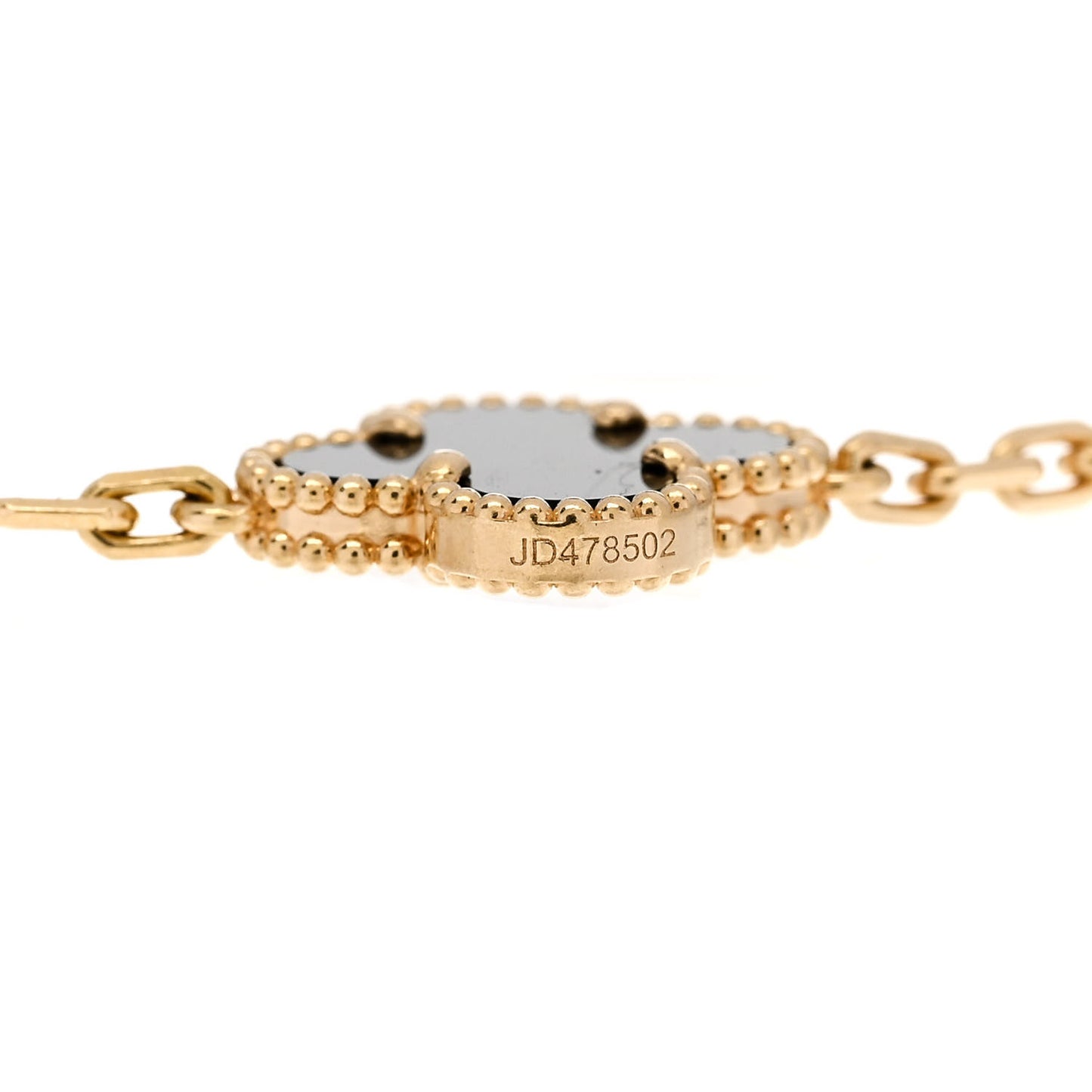 18K Yellow Gold Black Onyx 5 Motifs Vintage Alhambra Bracelet