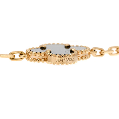 Van Cleef & Arpels 18K Yellow Gold Black Onyx 5 Motifs Vintage Alhambra Bracelet 3 of 4