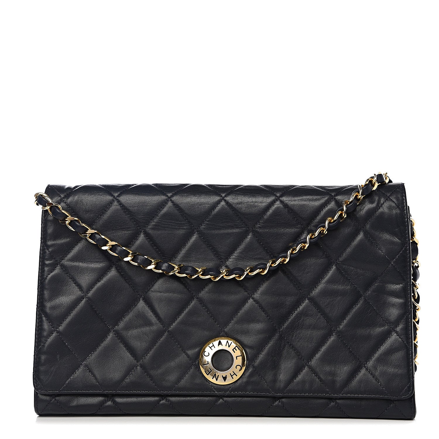 Chanel Lambskin Quilted Medium Single Flap Navy 1 of 13
