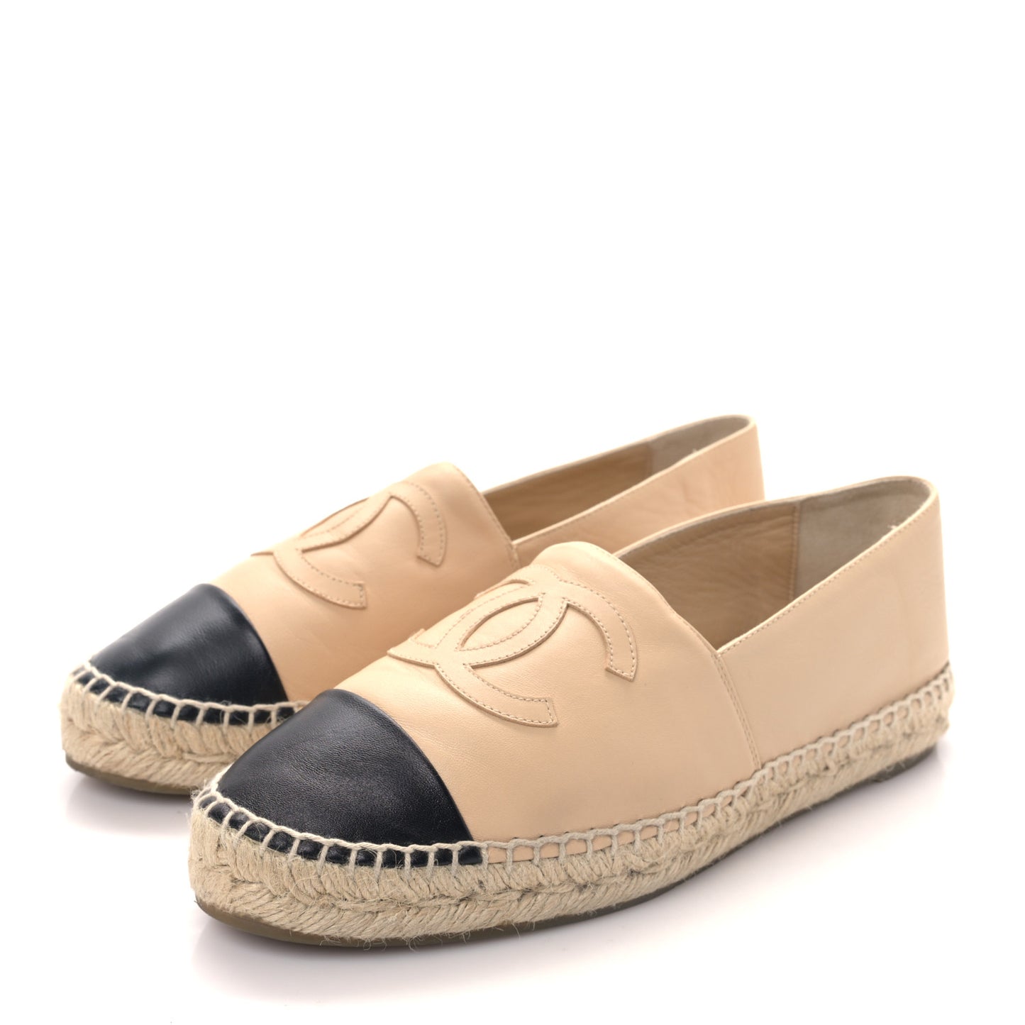 Lambskin CC Espadrilles 39 Beige Black