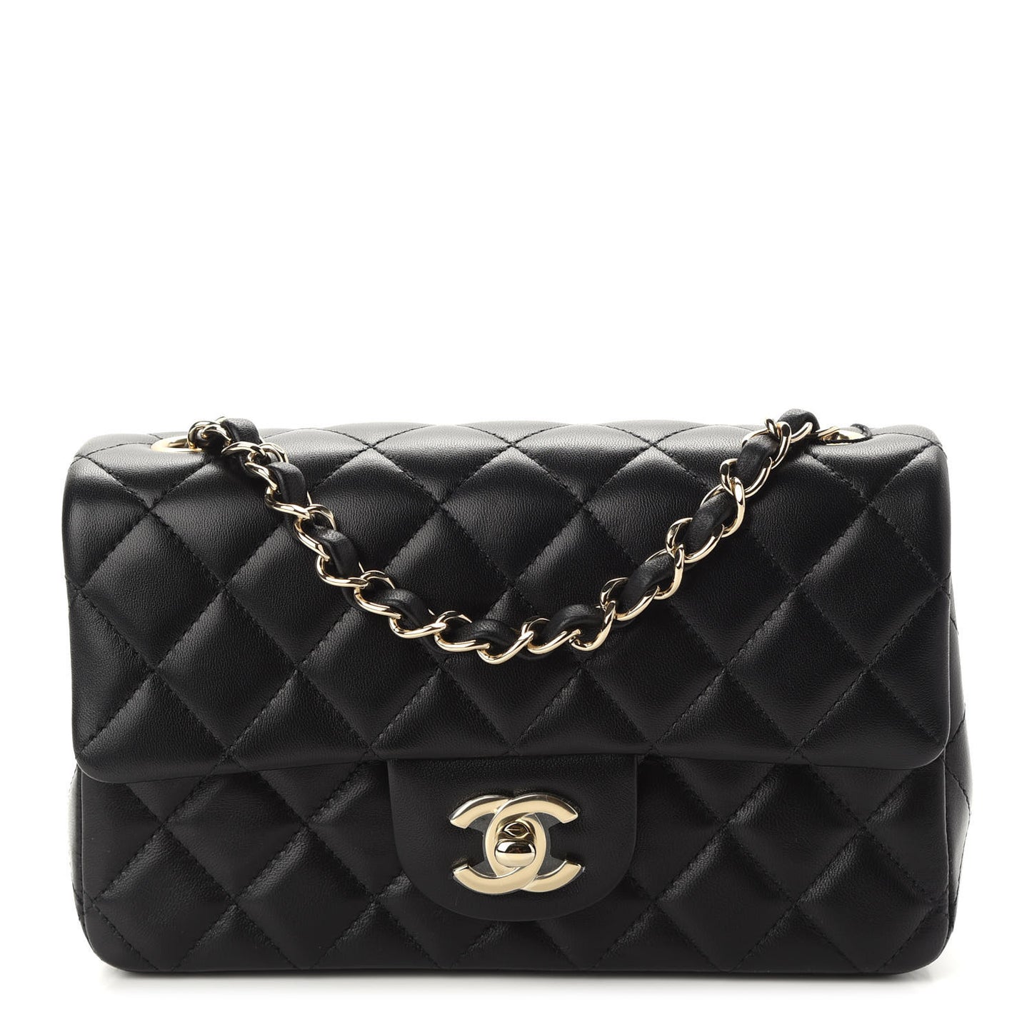 Lambskin Quilted Mini Rectangular Flap Black