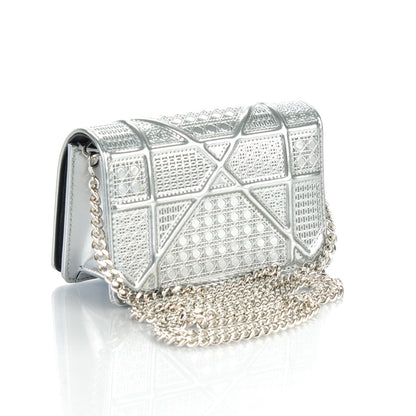 Christian Dior Metallic Patent Micro-Cannage Baby Diorama Flap Bag Silver 3 of 6