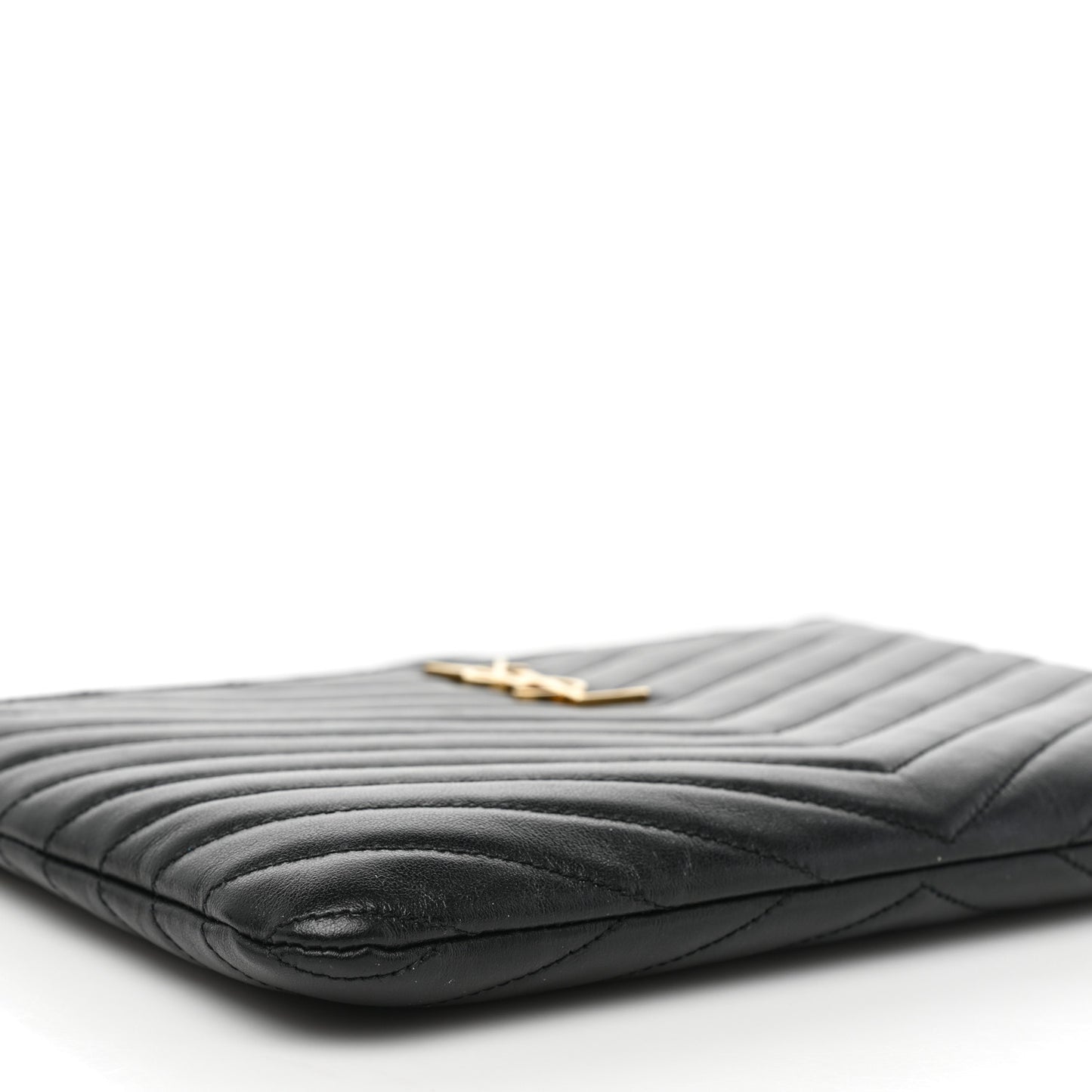 Calfskin Matelasse Chevron Monogram Tablet Pouch Black