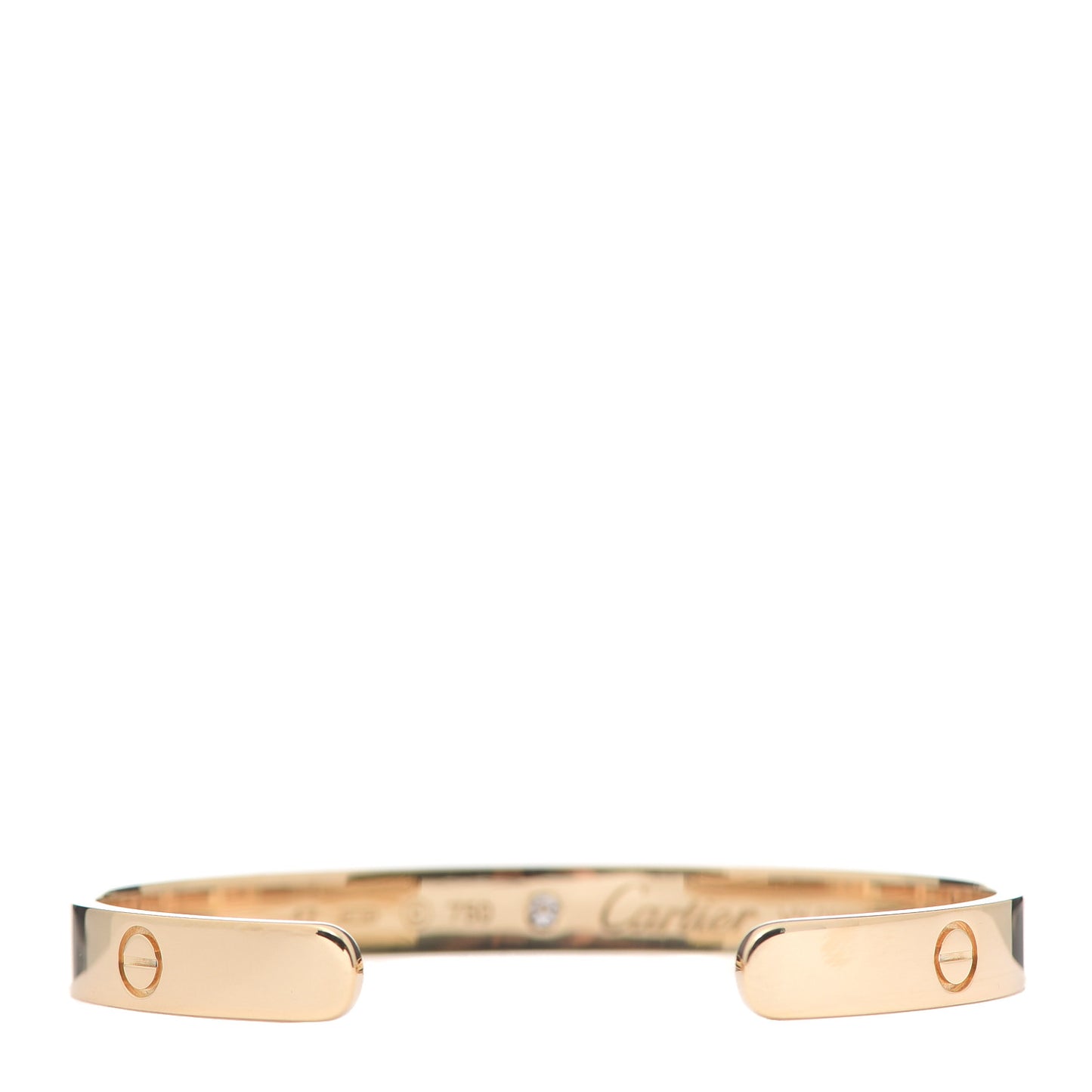 18K Yellow Gold 1 Diamond LOVE Cuff Bracelet 17