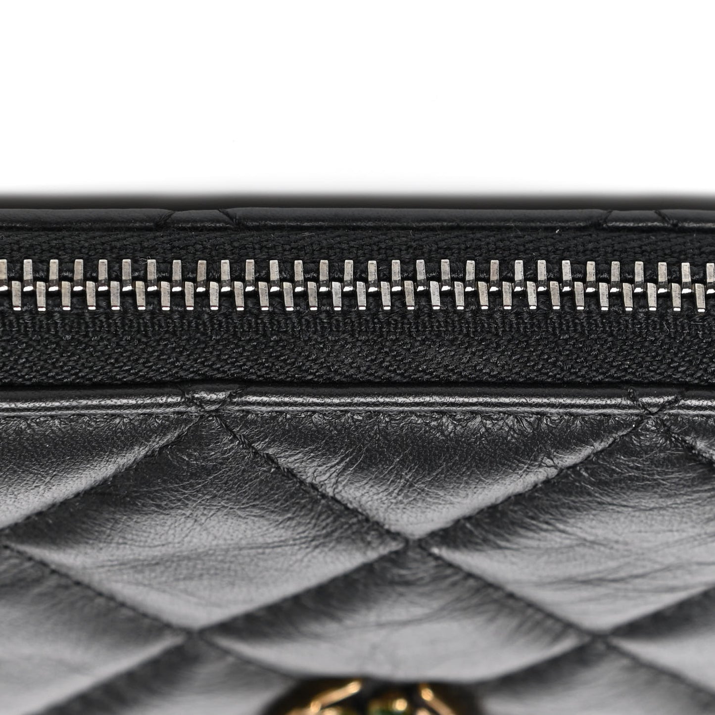Aged Calfskin Quilted Medium Lucky Charms Cosmetic Case Black