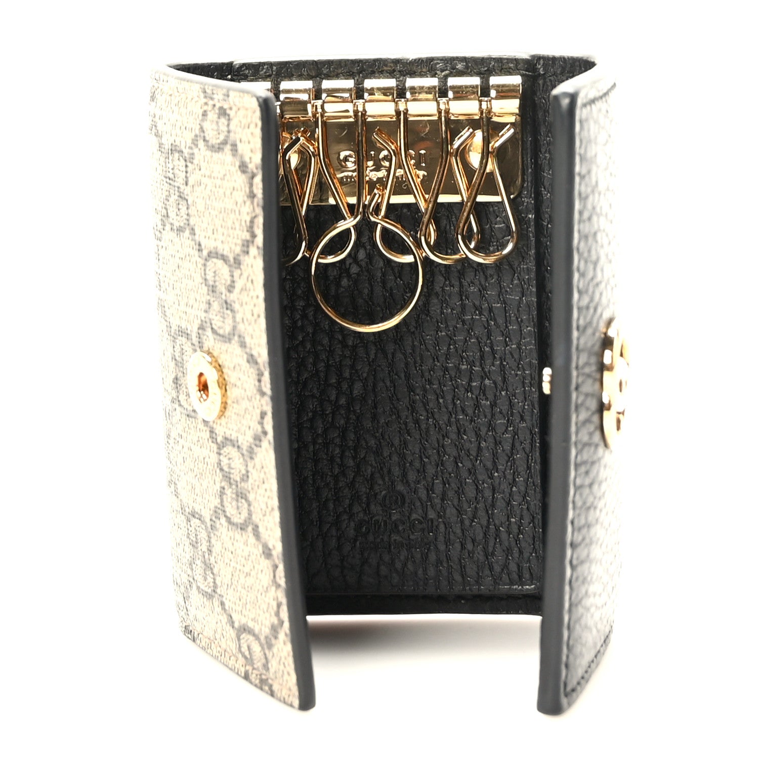 Gucci Dollar Calfskin GG Supreme Monogram GG Marmont 6 Key Holder Case Black Beige Ebony 5 of 7