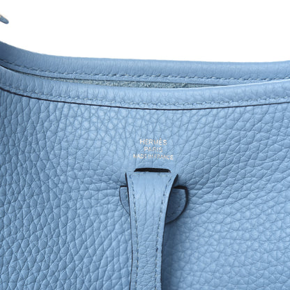 Hermes Taurillon Clemence Amazone Evelyne TPM Bleu Du Nord Vert Verone 7 of 10
