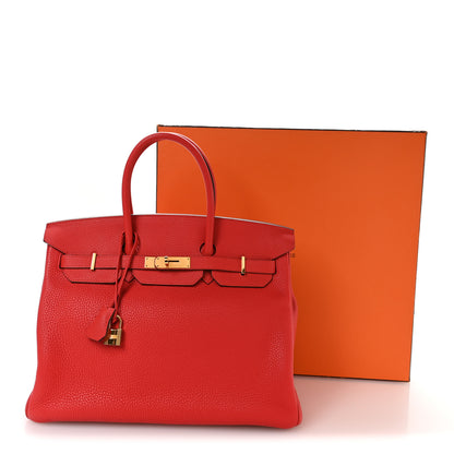 Hermes Taurillon Clemence BIRKIN 35 Rouge Tomate 10 of 10