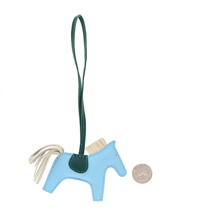 Hermes Milo Lambskin Grigri Rodeo Horse Bag Charm PM Celeste Malachite Craie 2 of 4