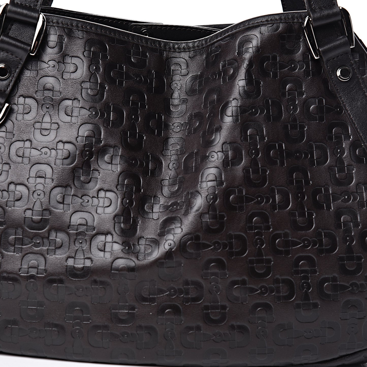 Calfskin Horsebit Embossed Medium Abbey Tote Dark Brown
