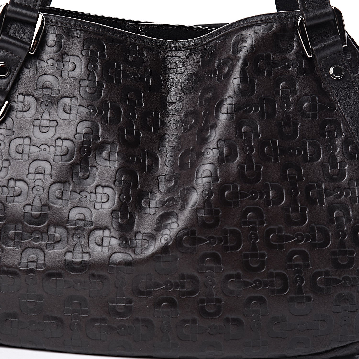 Gucci Calfskin Horsebit Embossed Medium Abbey Tote Dark Brown 9 of 11