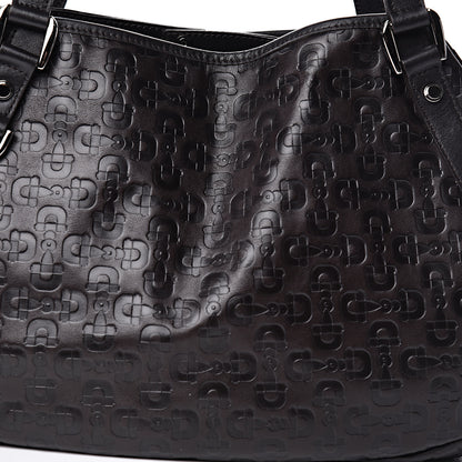 Gucci Calfskin Horsebit Embossed Medium Abbey Tote Dark Brown 9 of 11