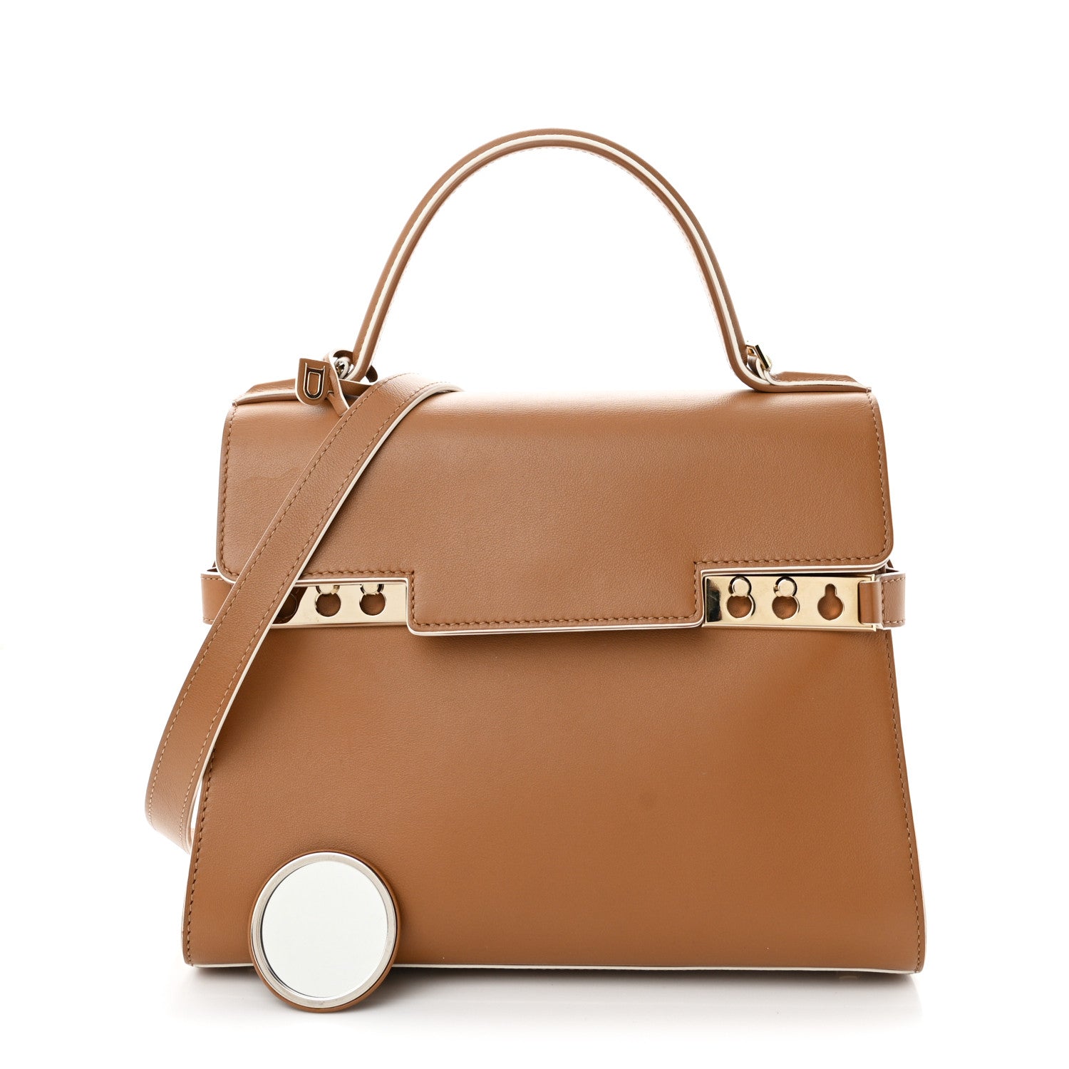 Delvaux Calfskin MM Tempete Satchel Camel 3 of 12