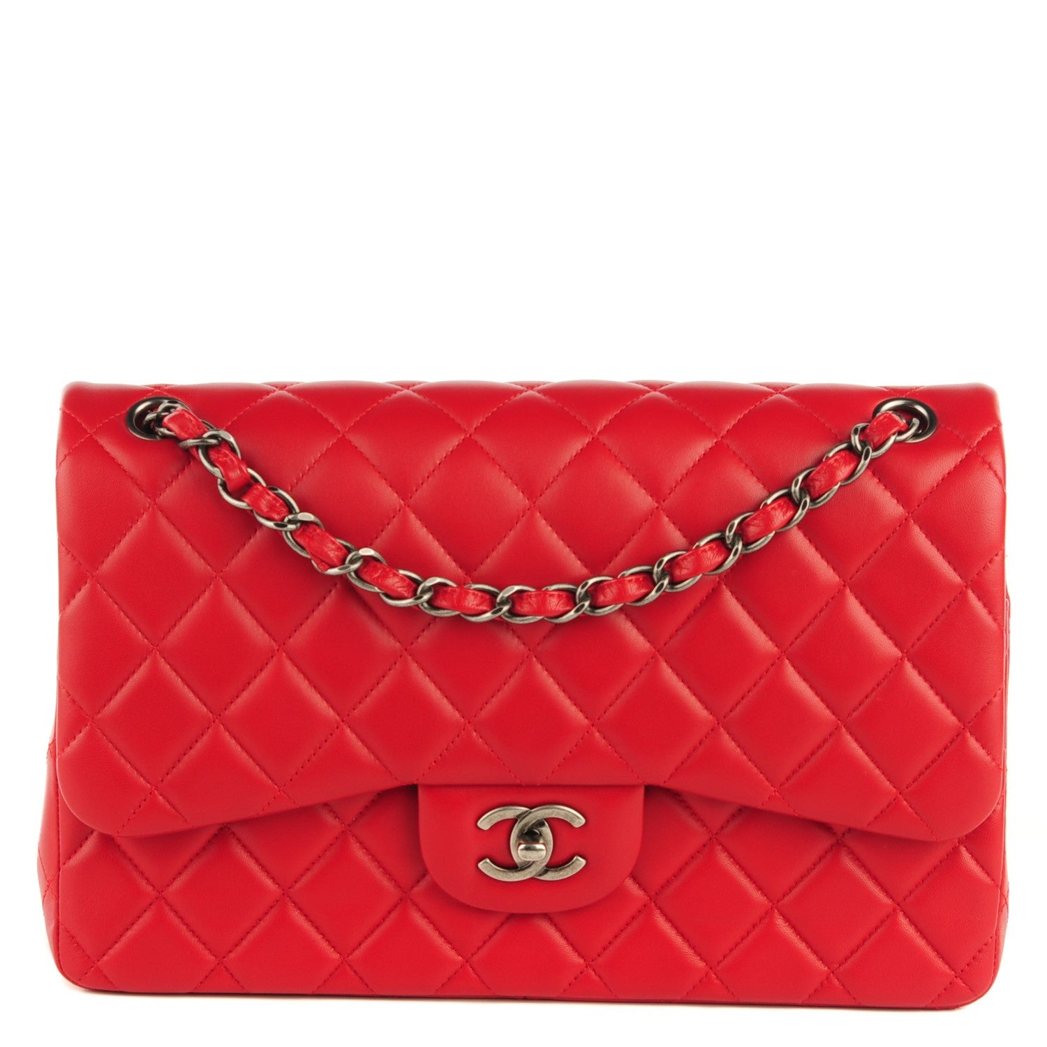 Chanel Lambskin Quilted Jumbo Double Flap Red 1 of 9