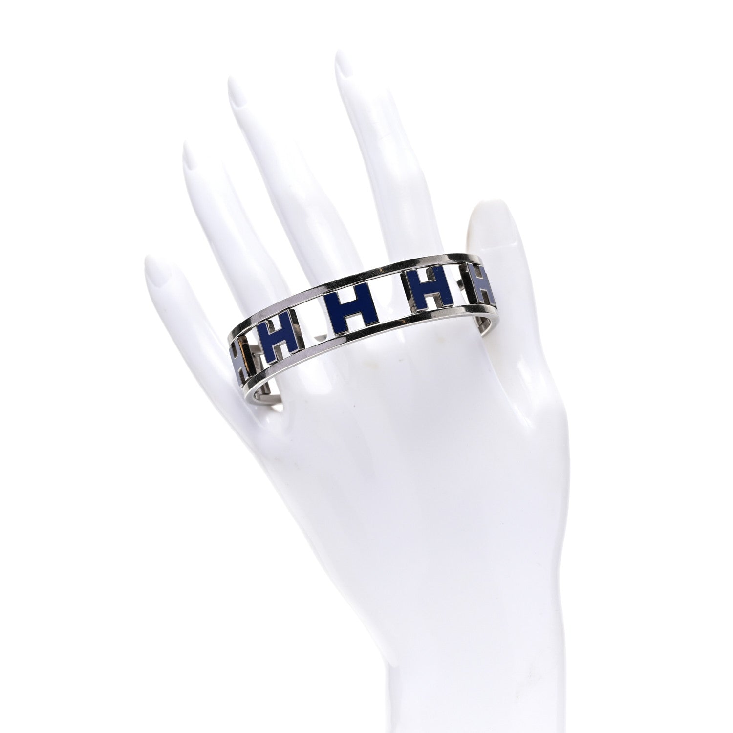 Hermes Narrow Enamel Rondo Ash H Bracelet Silver 2 of 4