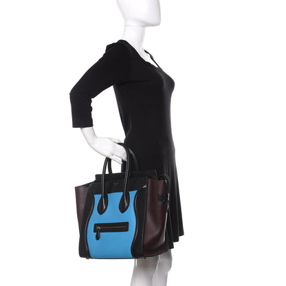 Celine Smooth Calfskin Mini Tri-Color Luggage Turquoise 2 of 12