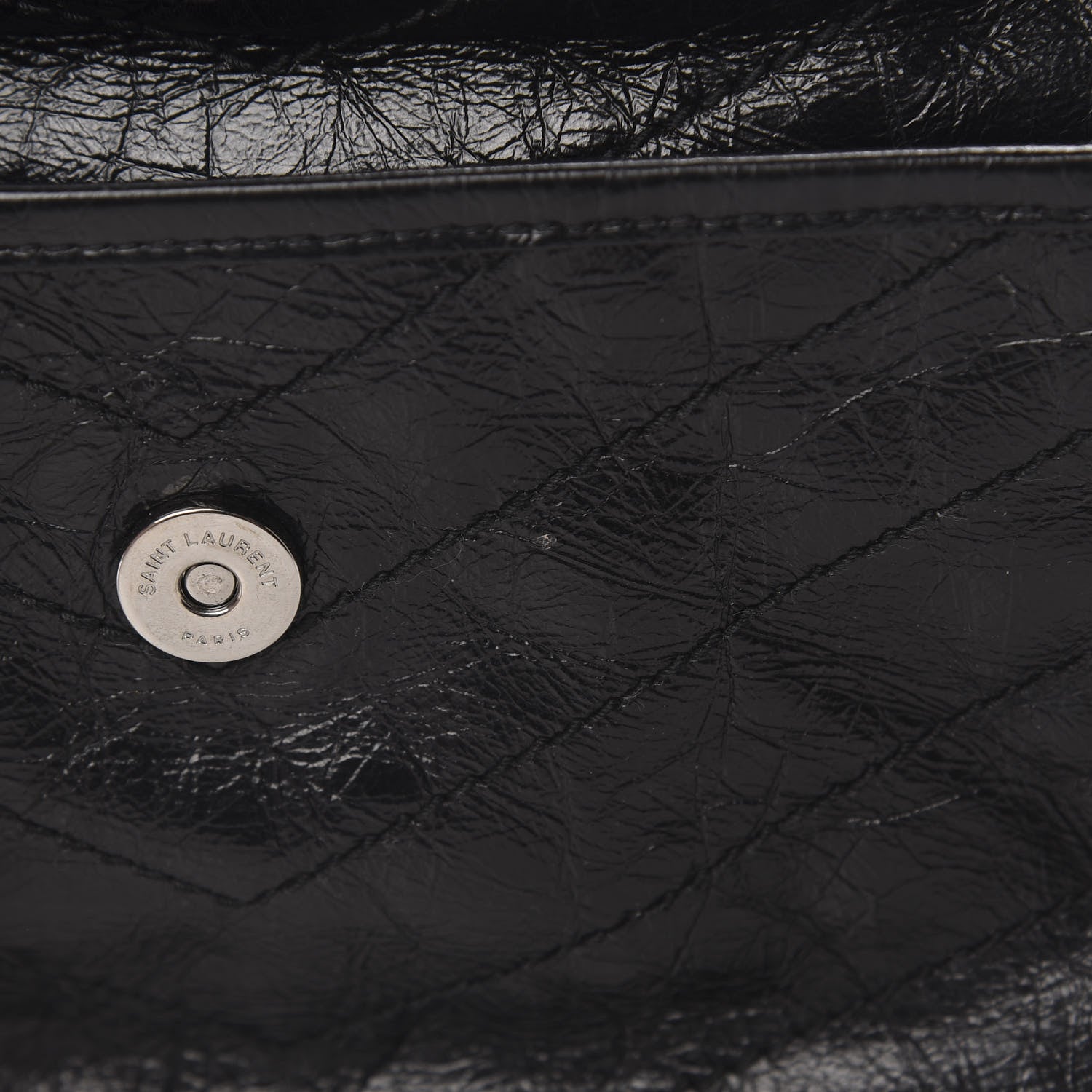 Saint Laurent Crinkled Calfskin Matelasse Monogram Medium Niki Chain Satchel Black 13 of 18