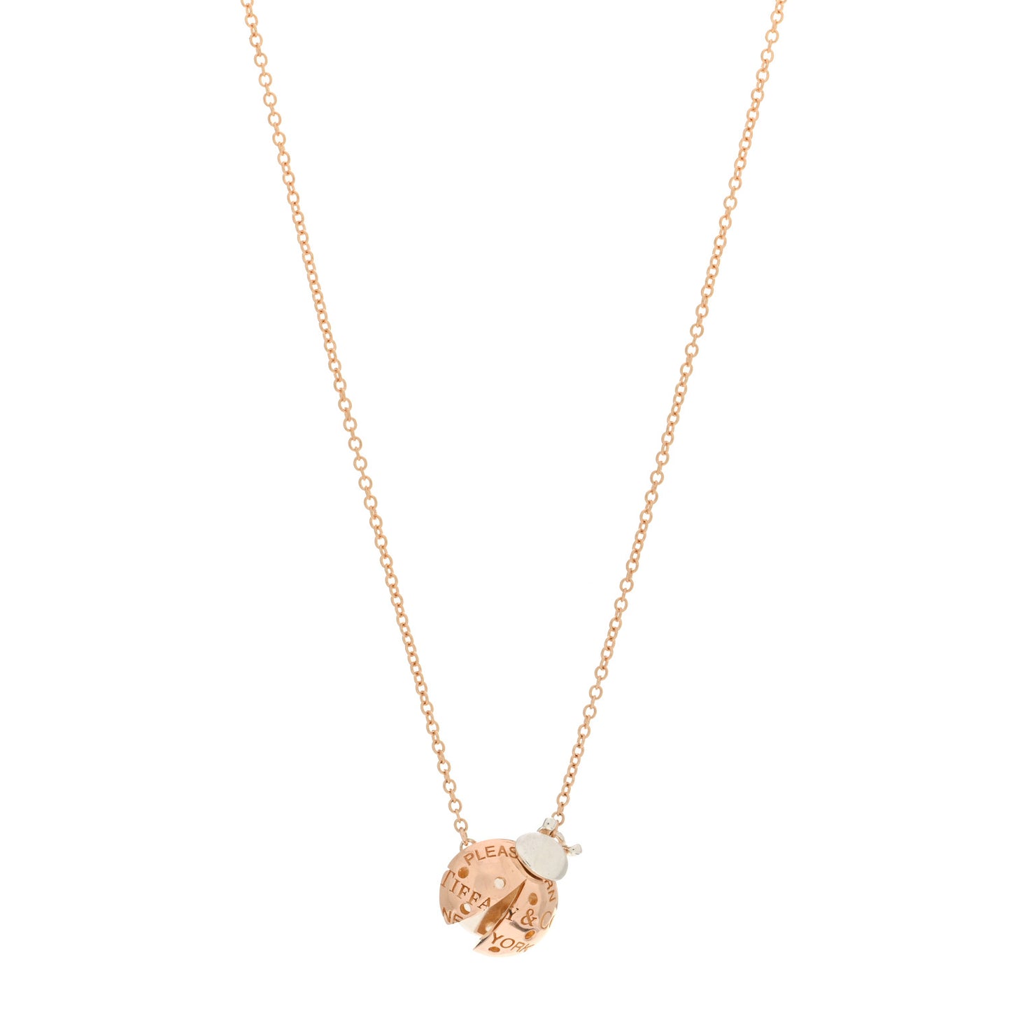 18K Rose Gold Sterling Silver Return to Tiffany Love Bugs Ladybug Pendant Necklace