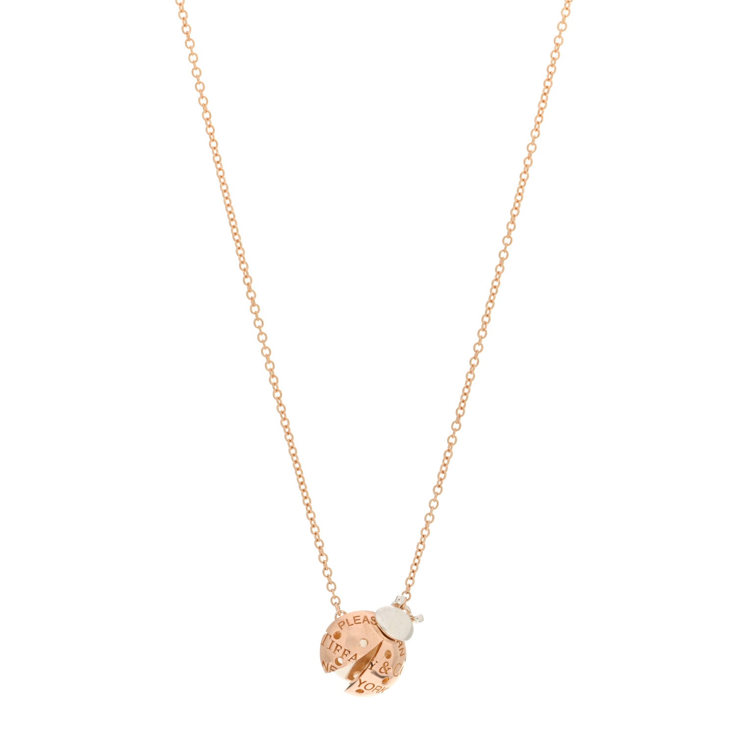 Tiffany 18K Rose Gold Sterling Silver Return to Tiffany Love Bugs Ladybug Pendant Necklace 1 of 5
