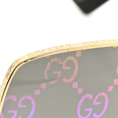 Gucci Metal Rectangular Frame Sunglasses GG0414S Gold Multicolor 7 of 8