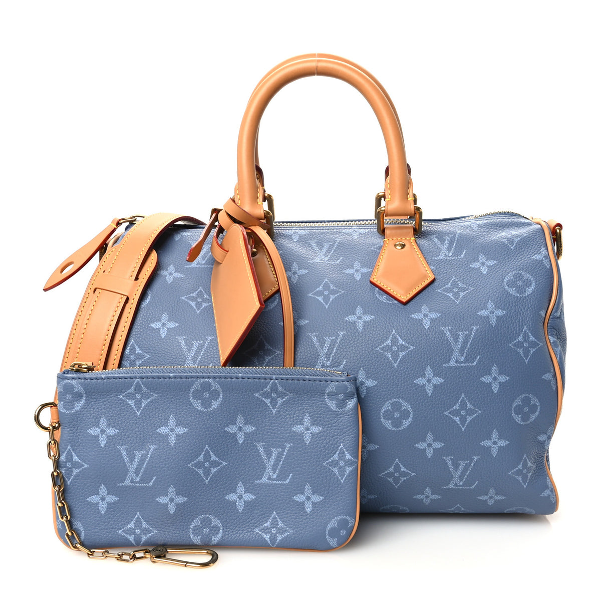 Calfskin Monogram Speedy P9 Bandouliere 30 Silk Blue