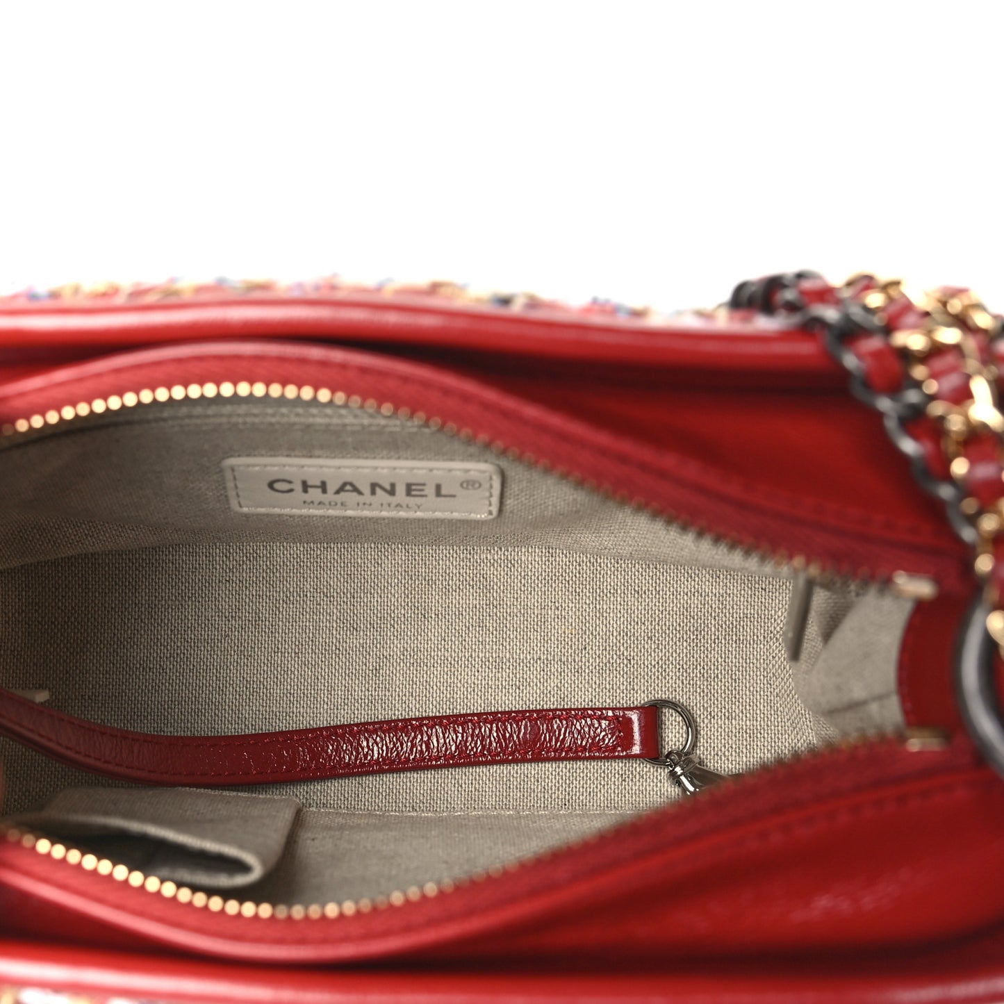 Tweed Calfskin Small Gabrielle Hobo Red