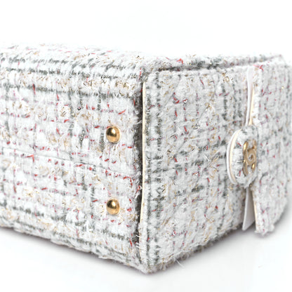 Chanel Tweed Quilted Small Chanel 25 Handbag Ecru Khaki Gold Red 10 of 10