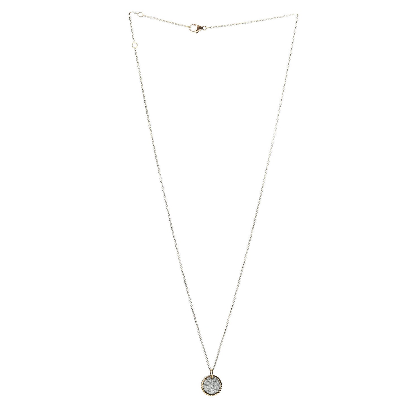 18K Yellow Gold Diamond Cable Collectibles Pave Charm Pendant Necklace