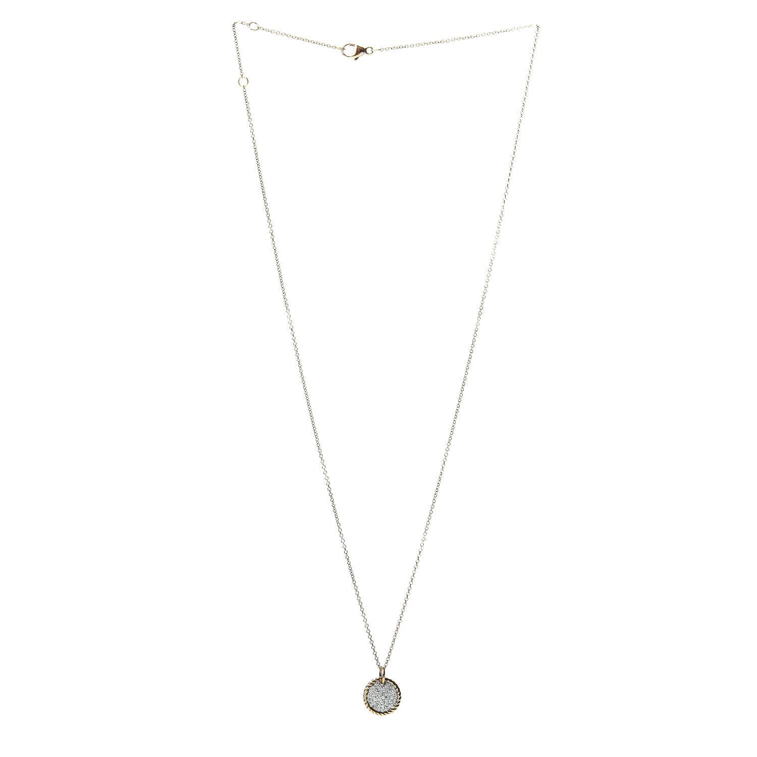 David Yurman 18K Yellow Gold Diamond Cable Collectibles Pave Charm Pendant Necklace 4 of 6