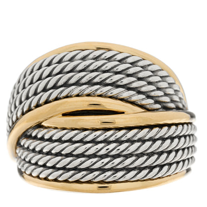 David Yurman Sterling Silver 18K Yellow Gold Origami Crossover Ring 58 8.25 1 of 5