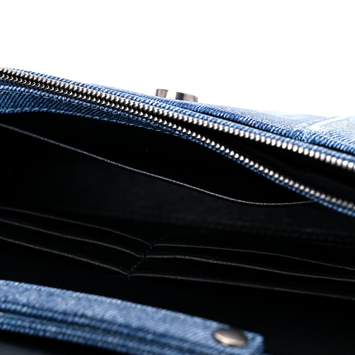 Nappa Denim Printed Hourglass Chain Bag Denim Blue