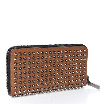 Christian Louboutin Calfskin Panettone Spiked Zip Around Wallet Caramel 3 of 9