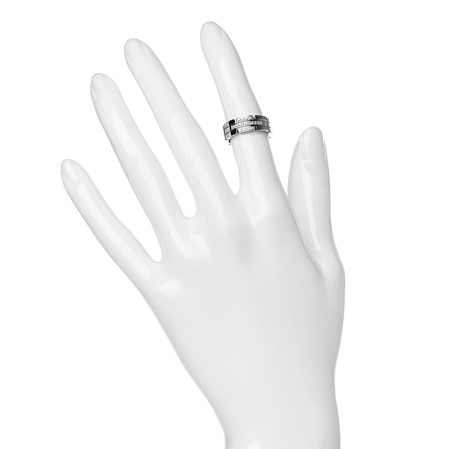 18K White Gold Diamond Tank Francaise Band Ring 47 4