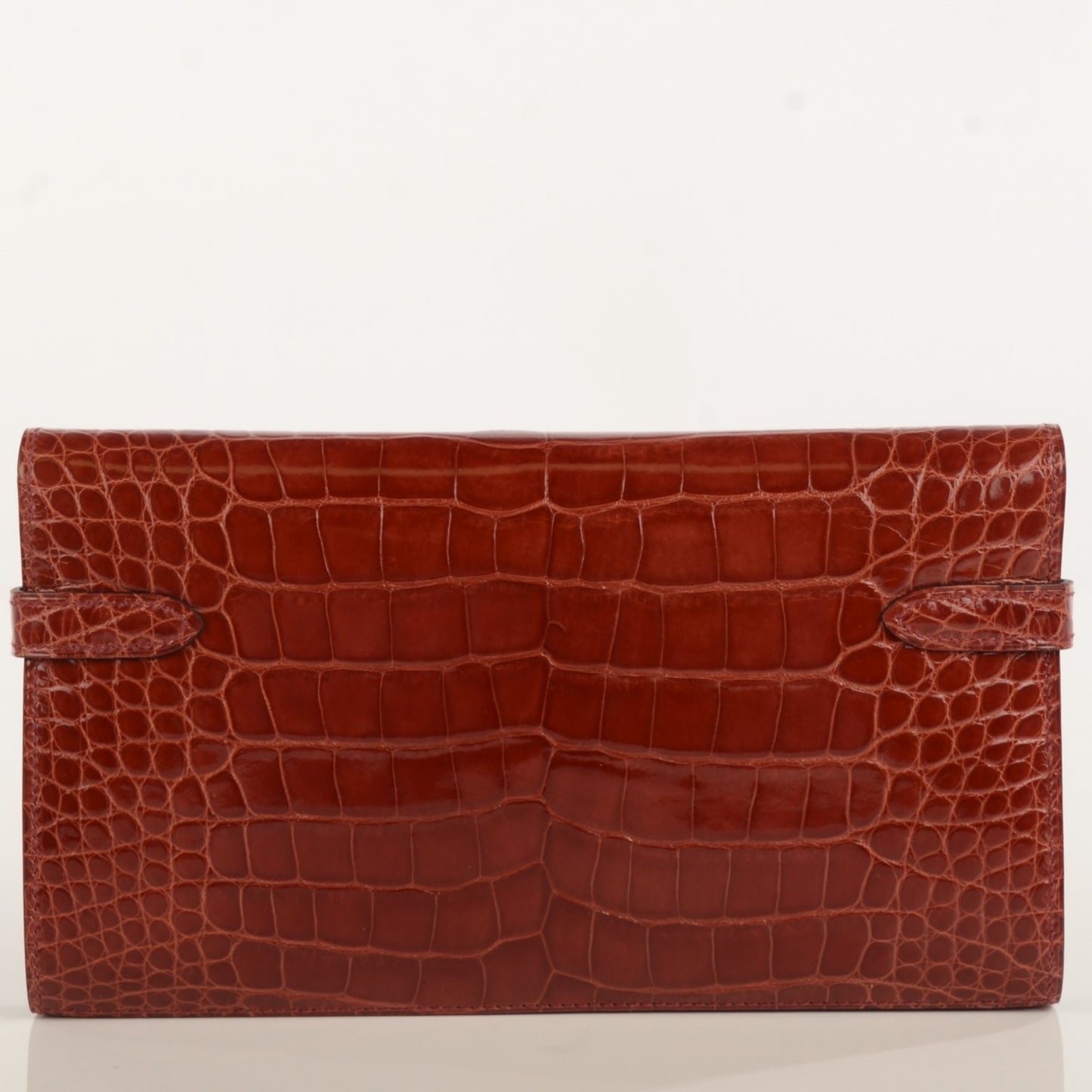Shiny Alligator Kelly Longue Wallet Rouge H