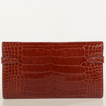 Hermes Shiny Alligator Kelly Longue Wallet Rouge H 11 of 16