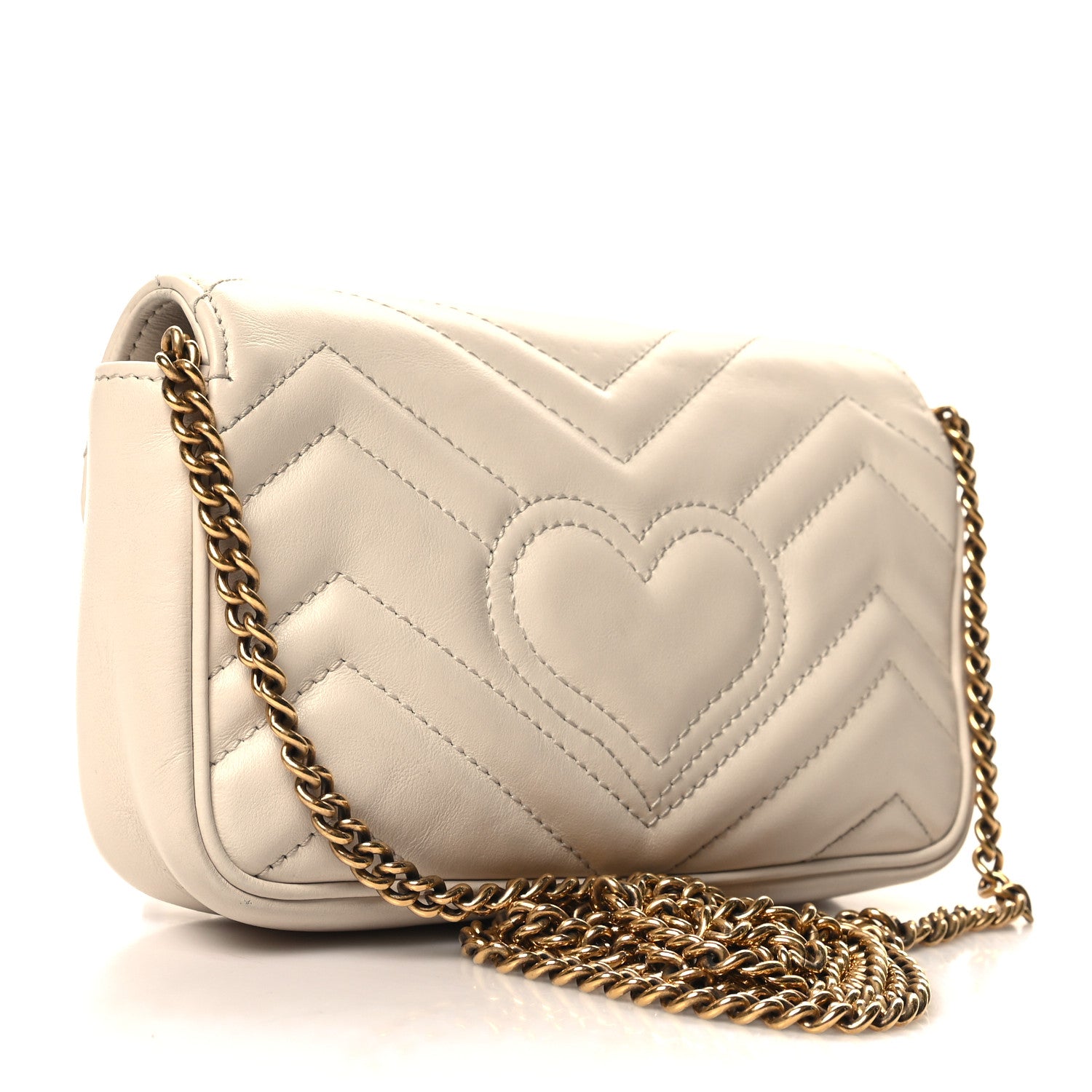 Gucci Calfskin Matelasse Super Mini GG Marmont Shoulder Bag White 3 of 11