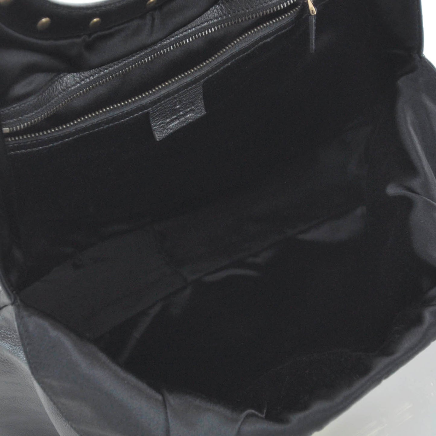 Leather Metal Bamboo Striped Tote Black
